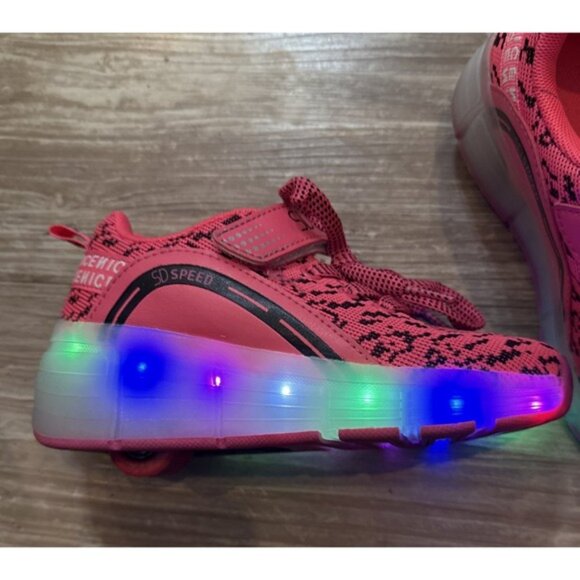 SD Speed Fashion Big Girls Youth Light Up Roller Shoes Size 1 Hot Pink - Picture 6 of 9